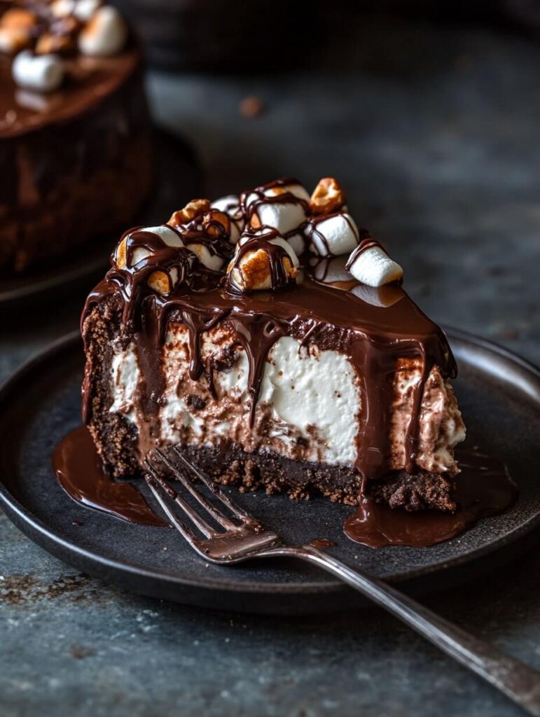 Single Slice of Chocolate Marshmallow Cheesecake