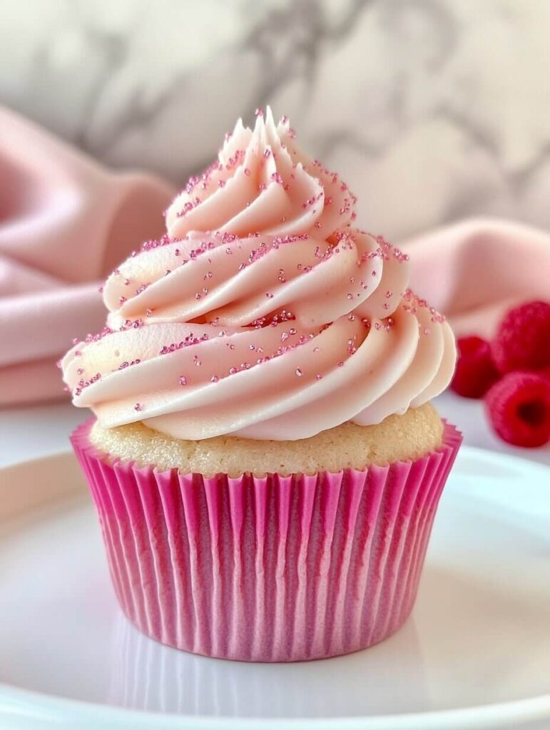 Sparkling Pink Frosted Cupcake