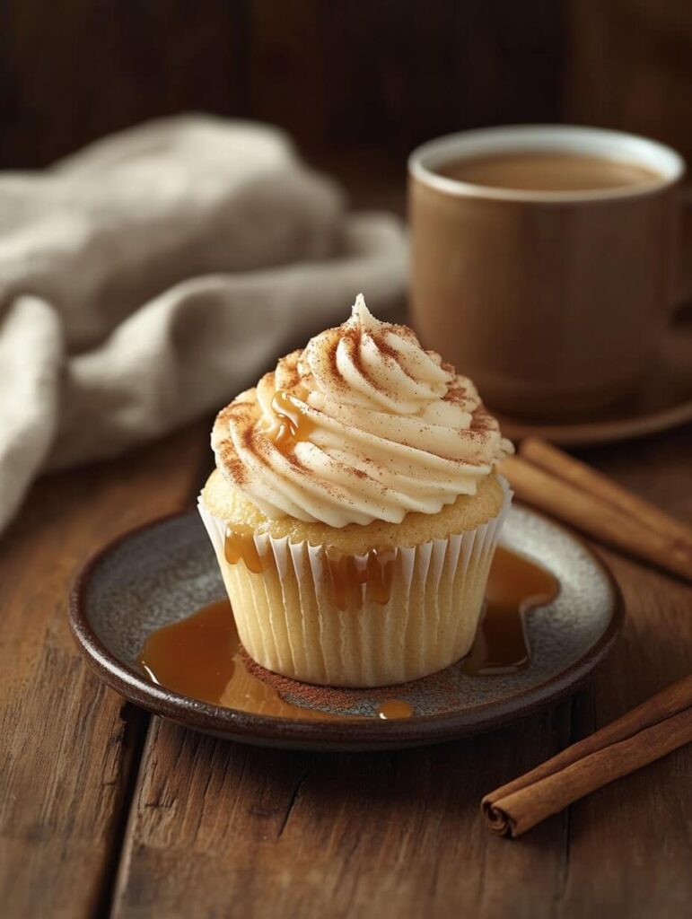 Spiced Caramel Cupcake with Cinnamon Drizzle