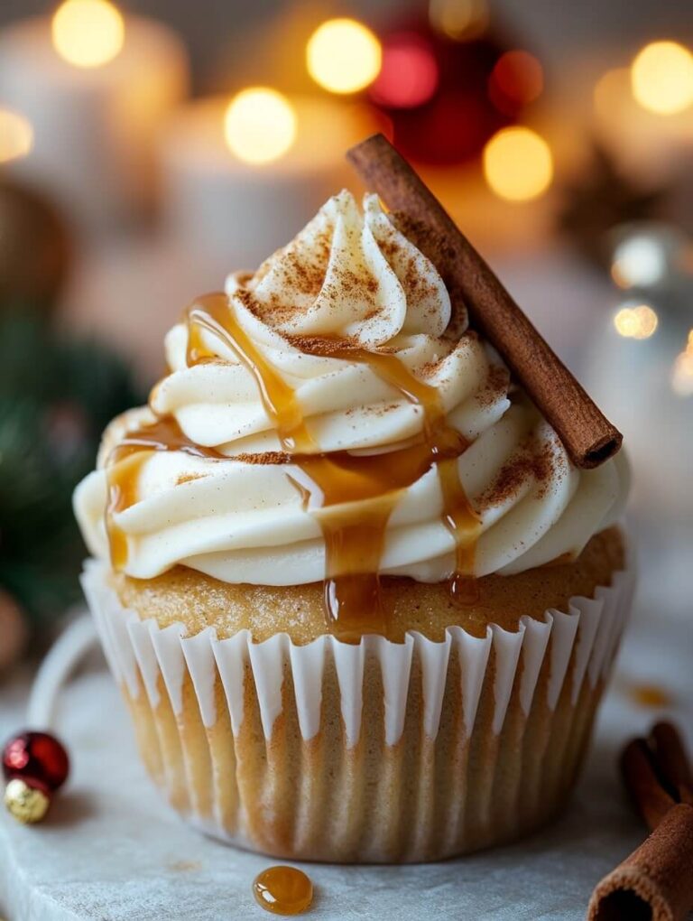 Spiced Caramel Eggnog Cupcake