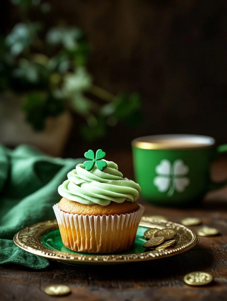 St. Patrick’s Day Cupcake with Shamrock Topper