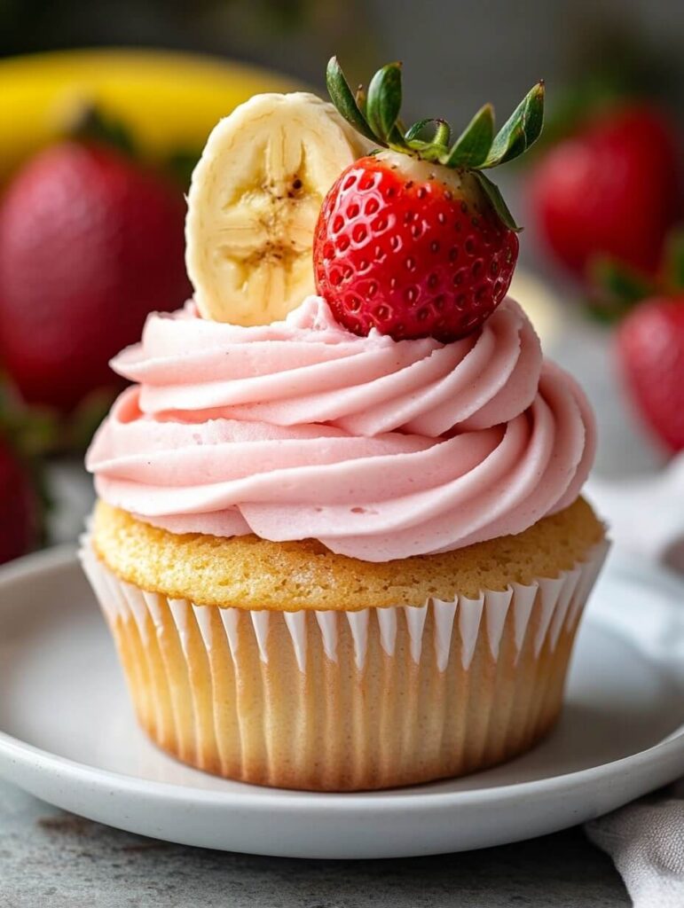 Strawberry Banana Bliss Cupcake