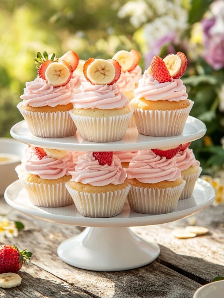 Strawberry Banana Cupcake Display