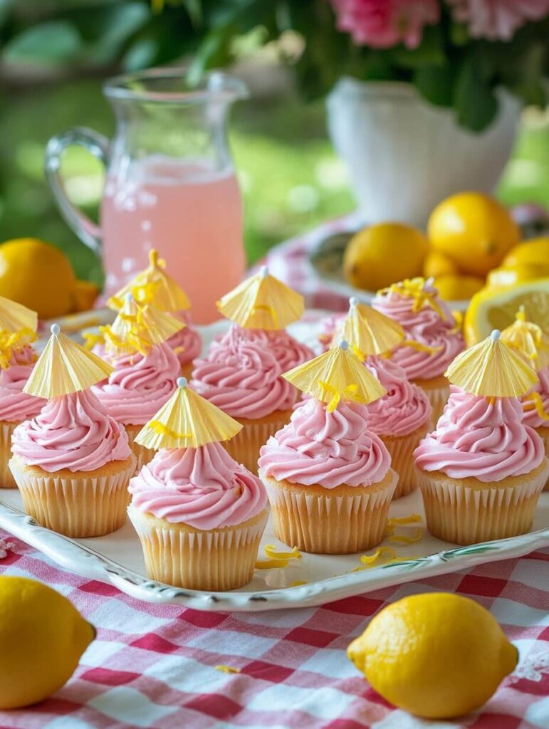 Summer Pink Lemonade Cupcake Display