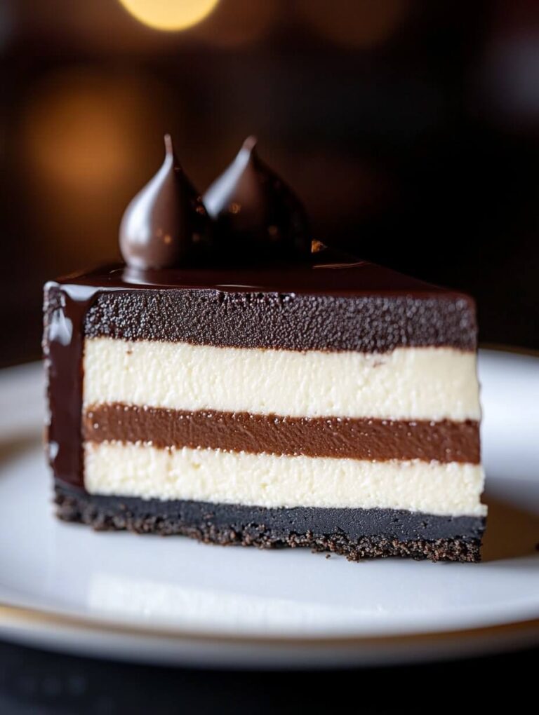 Triple Layer Chocolate Indulgence Cheesecake