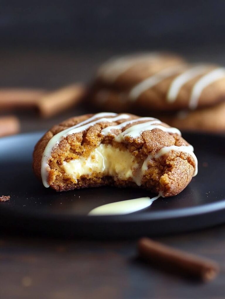 Warm Cinnamon Cheesecake-Stuffed Cookie