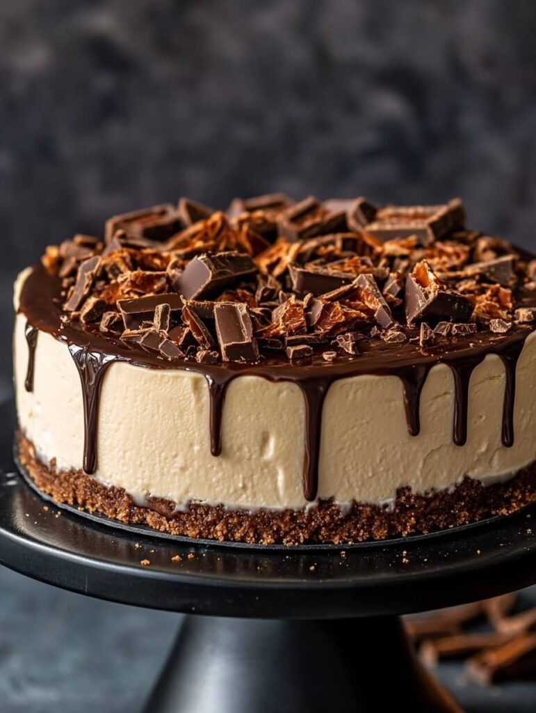 Whole Chocolate Drizzle Cheesecake with Chunky Toppings