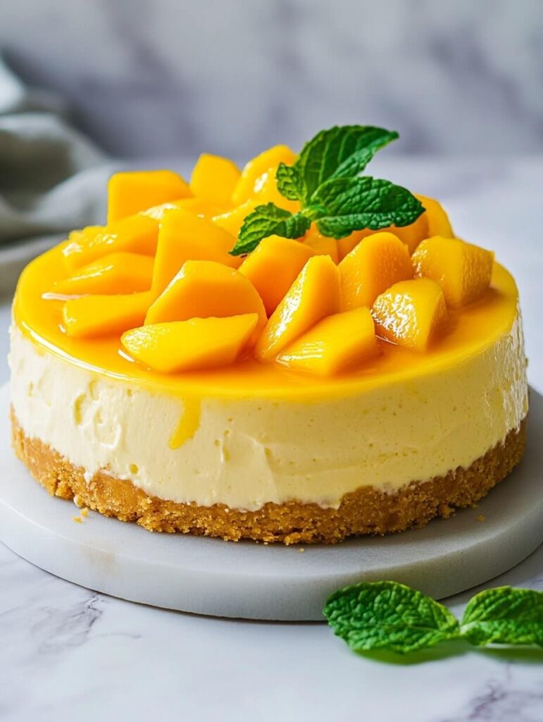 Whole Mango Cheesecake with Glossy Topping