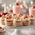 Strawberry Crunch Cupcakes on a Festive Dessert Table