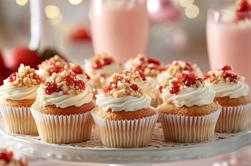 Strawberry Crunch Cupcakes with Strawberry Filling: A Sweet & Crunchy Delight